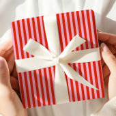 Red Pink Stripes Retro Cadeaupapier
