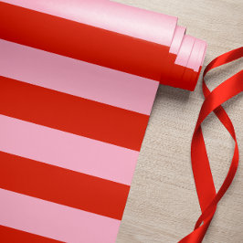 Red Pink Stripes Retro Cadeaupapier