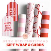 Red Pink Stripes Retro Cadeaupapier