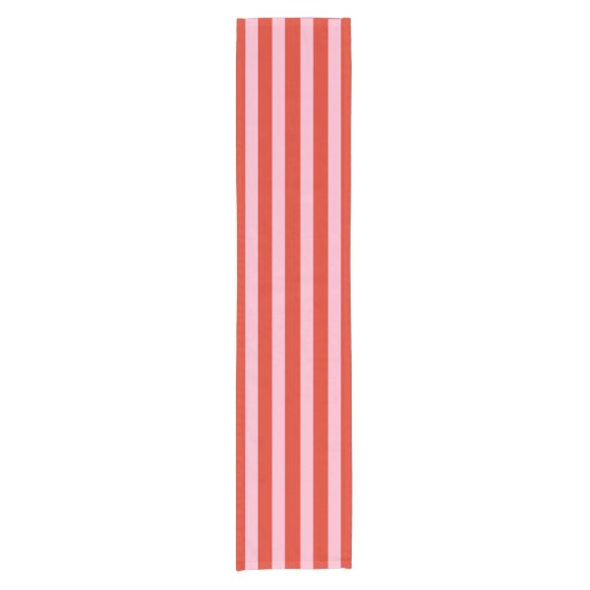 Red Pink Stripes Retro Korte Tafelloper (Voorkant)