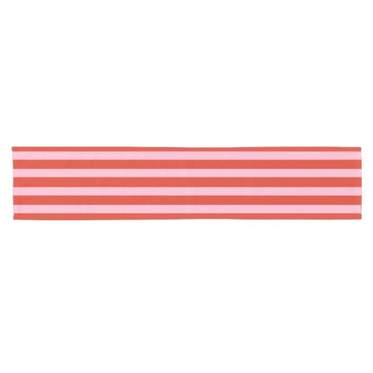 Red Pink Stripes Retro Korte Tafelloper (Horizontaal)