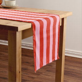 Red Pink Stripes Retro Korte Tafelloper