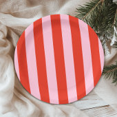 Red Pink Stripes Retro Papieren Bordje