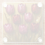 Red Pink Tulips Gold Glass Coaster Glazen Onderzetter (Achterkant)