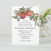 Red Pink Two Rozen Greenery Christelijk Wedding Kaart (Staand voorkant)