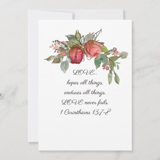 Red Pink Two Rozen Greenery Christelijk Wedding Kaart (Achterkant)