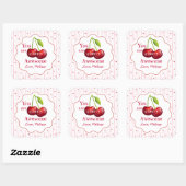 Red Pink Valentine You Are Cherry Awesome  Vierkante Sticker (Vel)