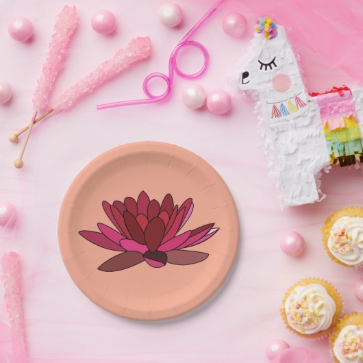 Red Pink Water Lily Party Papieren Bordje (Feest)