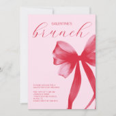 Red Pink Watercolor Bow Galentine’s Friends Brunch Kaart (Voorkant)