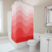 Red Pink Wavey Stripe Modern Shower Curtain Douchegordijn (In situ)