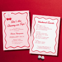 Red Pink Wavy Cherry op Top Bachelorette Party