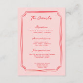 Red + Pink Wedding Details Enclosure Card Informatiekaartje (Voorkant)