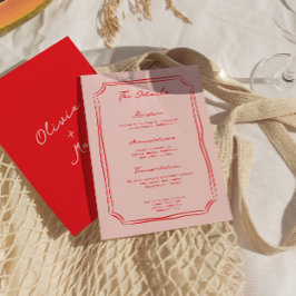 Red + Pink Wedding Details Enclosure Card Informatiekaartje