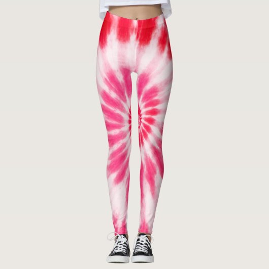 Red, Pink, White 90s Valentine's Day Fun Colorful Leggings (Voorkant)