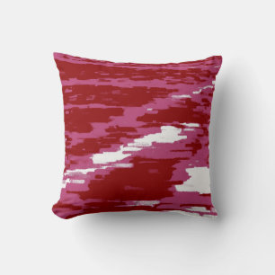 Red Pink White Abstract Wave Retro Pillow Kussen