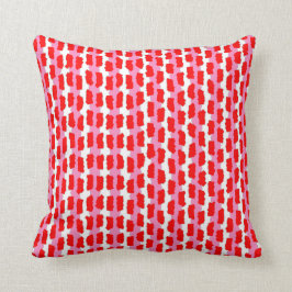 Red Pink White Dashed Abstract Stripe Patroon Kussen