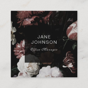 Red Pink White Floral Moody Visitekaartjes