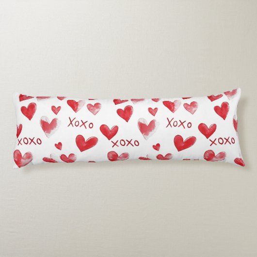 Red Pink White Hearts Lichaamskussen (Achterkant)
