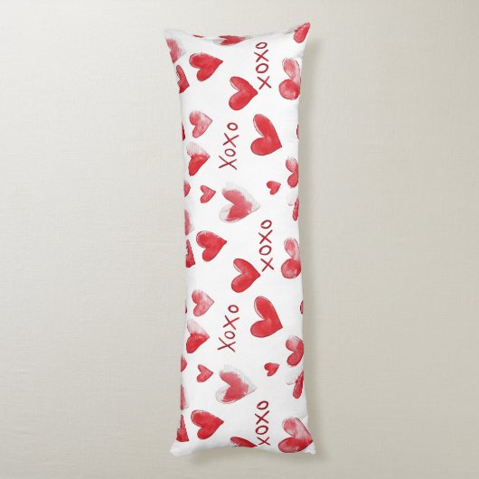 Red Pink White Hearts Lichaamskussen (Achterkant (Verticaal))