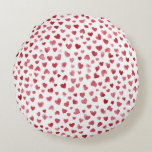 Red Pink White Hearts Love Rond Kussen<br><div class="desc">Red Pink White Hearts Love Stripes</div>