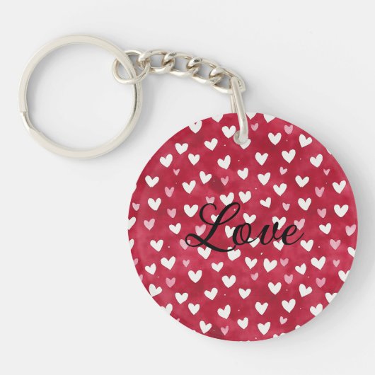 Red Pink White Hearts Sleutelhanger (Voorkant)
