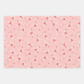 Red Pink White Holly Berries Mistletoe Kerstmis Inpakpapier Vel (Voorkant 3)