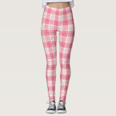 Red Pink White Summer Tartan Pset Patroon Leggings (Voorkant)