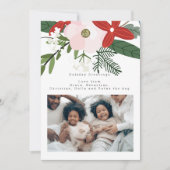 Red Pink Winter Flower Foto gepersonaliseerd Kaart (Voorkant)