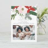 Red Pink Winter Flower Foto gepersonaliseerd Kaart (Staand voorkant)