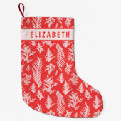 Red & Pink Winter Pine Branches Kleine Kerstsok (Voorkant)