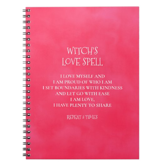 Red Pink Witch's Love Spell Boek Notitieboek (Voorkant)