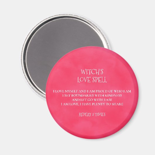Red Pink Witch's Love Spell Magneet (Voorkant / Achterkant)