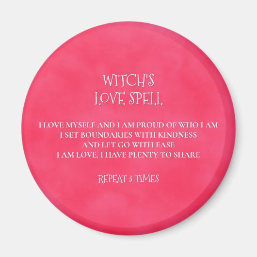 Red Pink Witch's Love Spell Magneet (Voorkant)