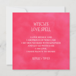 Red Pink Witch's Love Spell Note Kaart