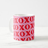 Red Pink XOXO Patroon Koffiemok (Voorkant links)