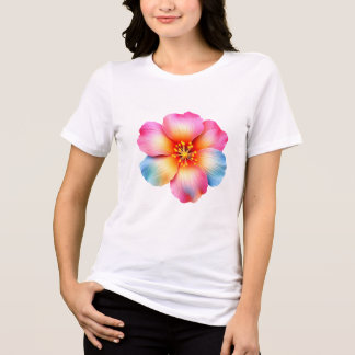 Red, Pink, Yellow, Blue Floral T-Shirt for Women