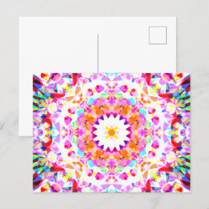 Red Pink Yellow kerstfeestjes Star Snowflake Briefkaart