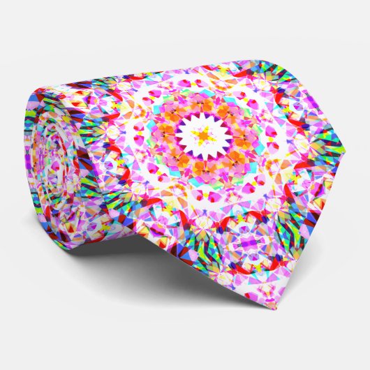 Red Pink Yellow kerstfeestjes Star Snowflake Stropdas (Opgerold)