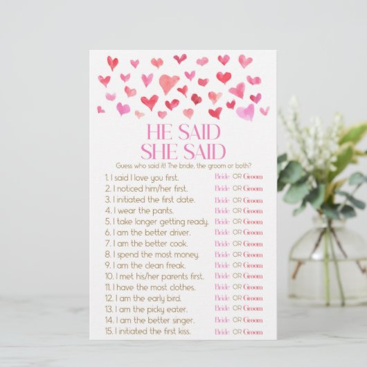 Red Pink zei dat ze zei dat Vrijgezellenfeest Game Briefpapier (Staand voorkant)