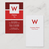 Red Pinstripe - Modern Monogram Visitekaartje (Voorkant / Achterkant)