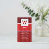Red Pinstripe - Modern Monogram Visitekaartje (Staand voorkant)