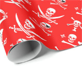 RED PIRATE BANNERS SKULL, CROSSED BOTTEN, SWOREN CADEAUPAPIER (Rol Hoek)