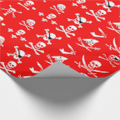 RED PIRATE BANNERS SKULL, CROSSED BOTTEN, SWOREN CADEAUPAPIER (Hoek)