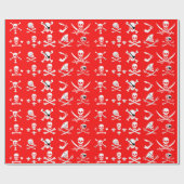 RED PIRATE BANNERS SKULL, CROSSED BOTTEN, SWOREN CADEAUPAPIER (Vlak)