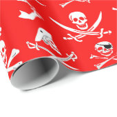RED PIRATE BANNERS SKULL, CROSSED BOTTEN, SWOREN CADEAUPAPIER (Rol Hoek)