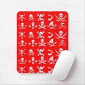 RED PIRATE BANNERS SKULL, CROSSED BOTTEN, SWOREN MUISMAT (Met muis)