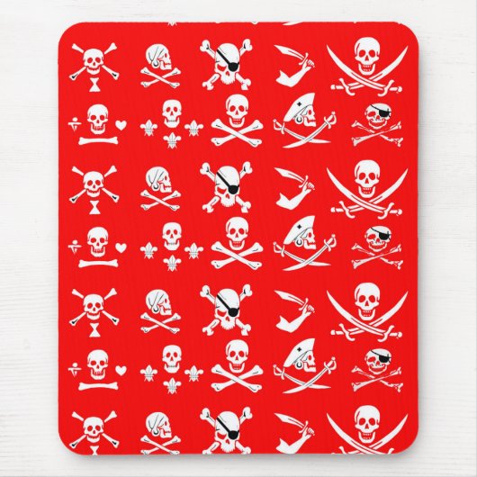 RED PIRATE BANNERS SKULL, CROSSED BOTTEN, SWOREN MUISMAT (Voorkant)