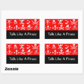 RED PIRATE BANNERS SKULL, CROSSED BOTTEN, SWOREN RECHTHOEKIGE STICKER (Vel)