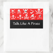RED PIRATE BANNERS SKULL, CROSSED BOTTEN, SWOREN RECHTHOEKIGE STICKER (Tas)
