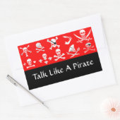RED PIRATE BANNERS SKULL, CROSSED BOTTEN, SWOREN RECHTHOEKIGE STICKER (Envelop)